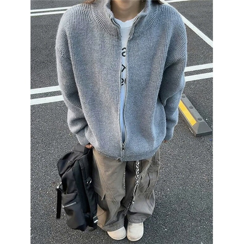 双拉链开衫毛衣男款秋冬季内搭打底针织衫休闲慵懒风外套M5116,男装T恤,星座1116A（原606A-3）