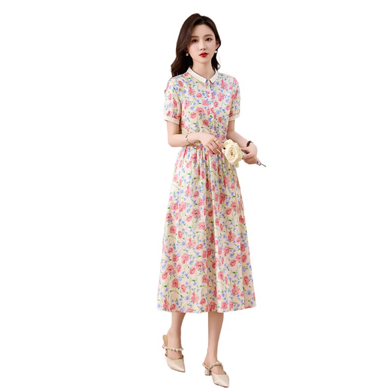 纯棉连衣裙2026夏新款衣服大码女装全棉长裙法式碎花连身裙子,女装连衣裙,倪叶myz