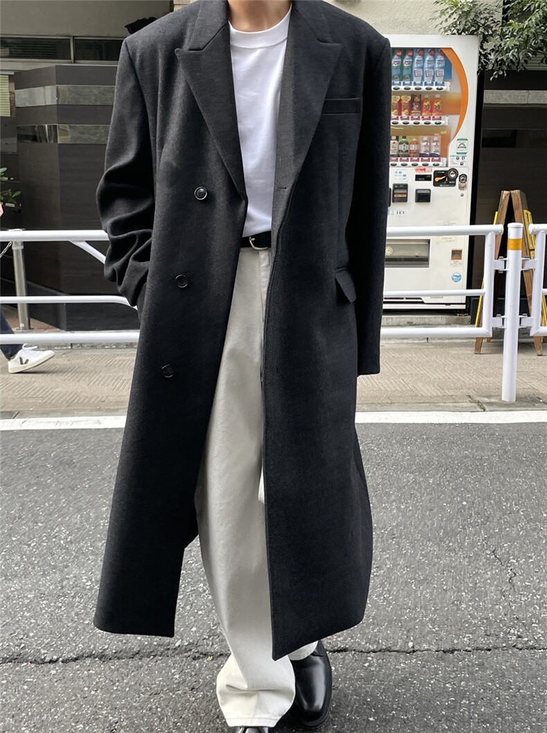 秋冬季新款毛呢大衣男中长款过膝高级感呢子风衣外套韩版宽松潮流,男装风衣,星座710