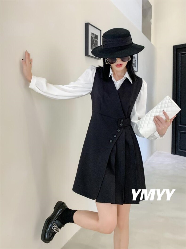 现货秋装新款衬衣连衣裙两件套，女装连衣裙，依美依缘