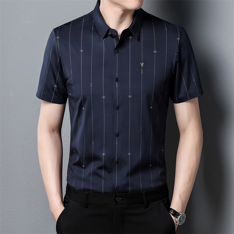 新款2023夏季男装上衣休闲百搭短袖宽松衬衫男士衬衣潮流,男装衬衫,电商B212（原钱塘6029）