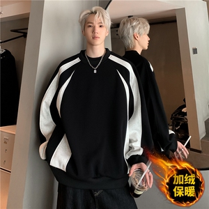 秋冬重磅420克加绒加厚卫衣拼接百搭圆领长袖撞色打底衫MY085-P60图片