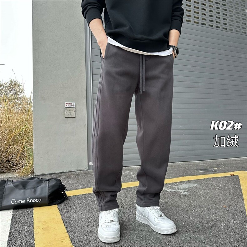 加绒加厚垂感休闲弯刀裤男宽松卫裤运动长裤A329-JK02-P70,男装休闲裤,电商A329