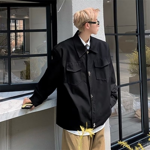 高品质金属扣春秋款夹克男翻领休闲宽松短款外套韩版流行 JK838图片