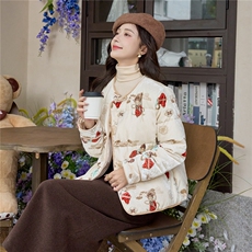 2025年冬季新款白鸭绒新中式风精美小唐人提花气质复古羽绒服，女装羽绒服，1C080