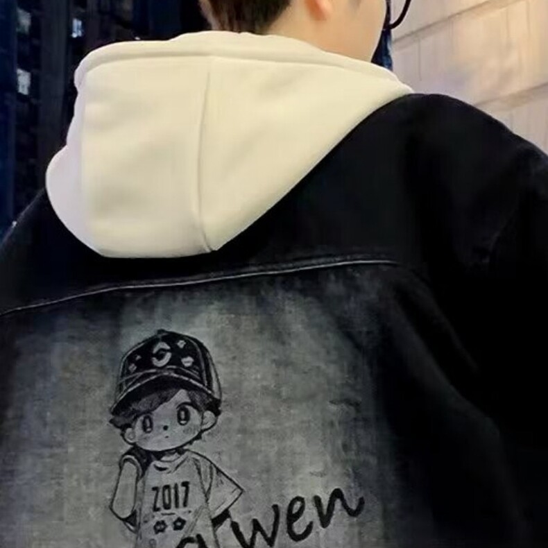 秋冬时尚可拆卸帽牛仔夹克外套男青少年学生个性休闲夹克上衣,男装夹克,星座218-8