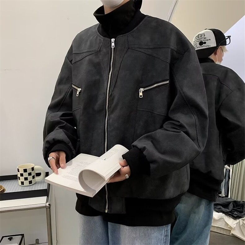 翻领拉链夹克男生潮牌衣服宽松学生休闲工装外套JK240P85,男装夹克,星座410-2