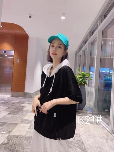 2021新款夏装拼衬衫帽卫衣,女装衬衫,柏旺阁