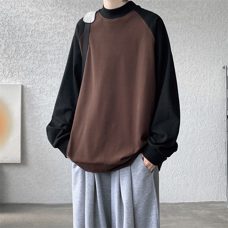 8XL-M280g重磅插肩半高领长袖t恤男打底德绒卫衣DR001特P27加绒37图片