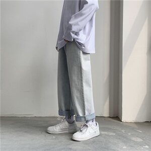主推2021新款港风垂感直筒休闲牛仔裤宽松九分裤老爹裤CN64图片