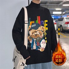 M18211-P45加绒款-P65半高领毛衣男士大码针织衫男毛线衣男,男装针织衫/毛衣,电商A040