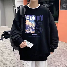 350g潮牌圆领宽松情侣长袖打底衫上衣服束口T恤卫衣Y19-P38网图，男装T恤，电商B245