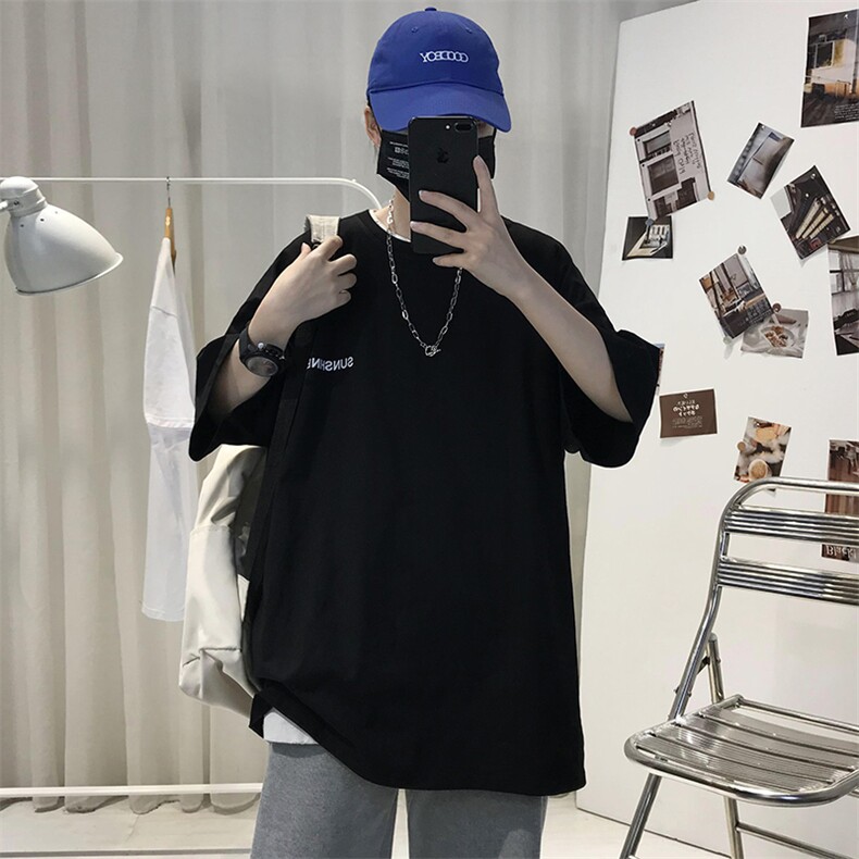 XZ115A-T06 200克纯棉男女字母印花大码S-5XL 10色T恤衫圆领半袖图片
