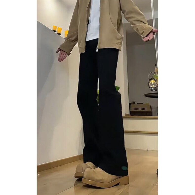 高街修身显瘦牛仔裤男美式复古纯黑色毛边微喇叭长裤N6248,男装牛仔裤,星座1116A（原606A-3）