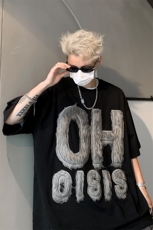 男装短袖T恤夏季长毛字母刺绣印花五分袖体恤XZ514-2-202463-P58，男装T恤，星座514-2(原B239)