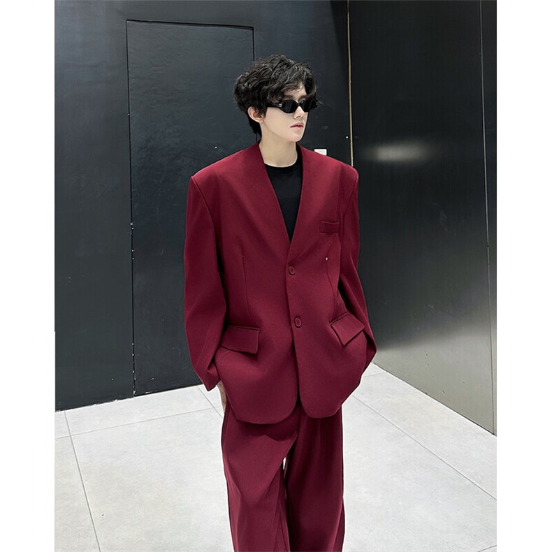 韩版休闲西装套装外套高级痞帅宽松韩版西服外套西裤整套搭配P140，男装西服，电商B319