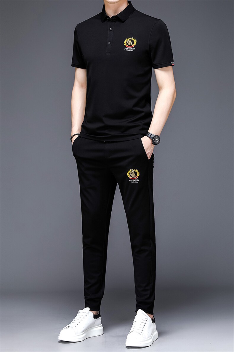 2023新款中年男士夏季短袖长裤夏款运动套装中老年休闲运动服夏装,男装休闲套装,电商B212（原钱塘6029）
