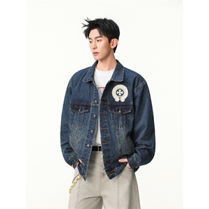 水洗牛仔外套男款春美式痞帅上衣服宽松休闲工装夹克JK1320-P128图片
