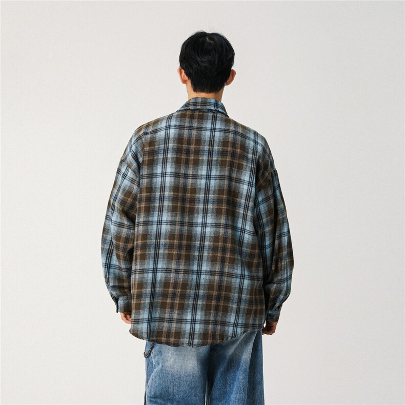 春装现货格子衬衣XZ609-WT2379-特P35-68,男装衬衫,星座609