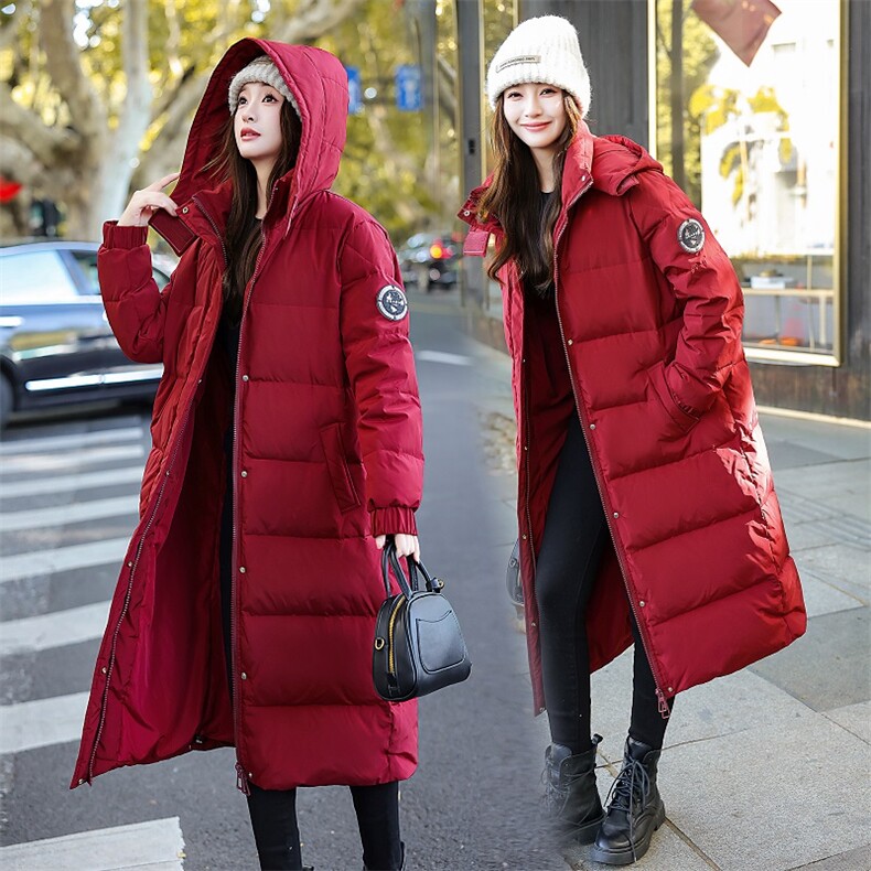 羽绒服女25年冬季新款长款过膝加长加厚保暖外套通勤，女装羽绒服，鑫源服饰