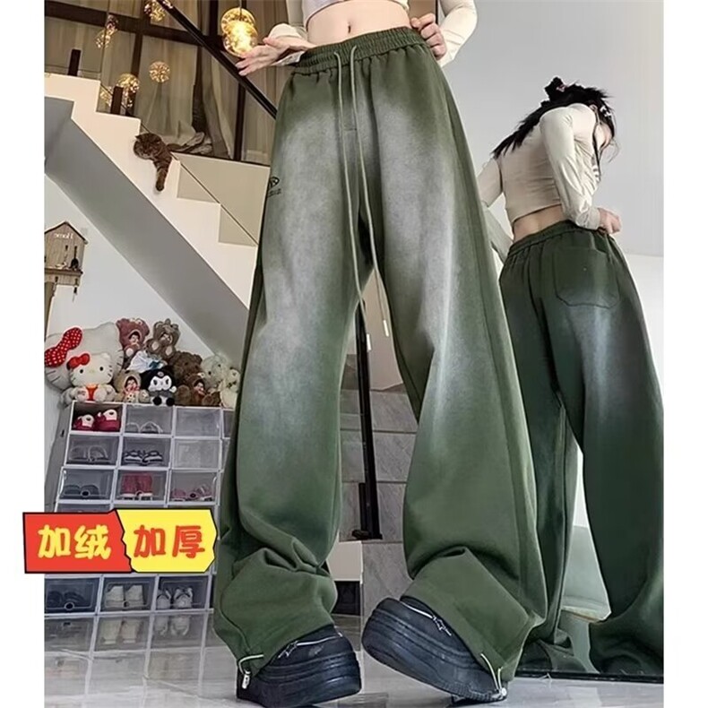 DP9817-P50 美式高街运动裤束脚复古嘻哈爵士舞直筒休闲裤子加绒图片