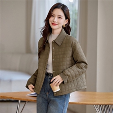 现货!2025年冬季休闲加厚立小方格加厚女外套，女装棉衣/棉服，依恋蒂丝