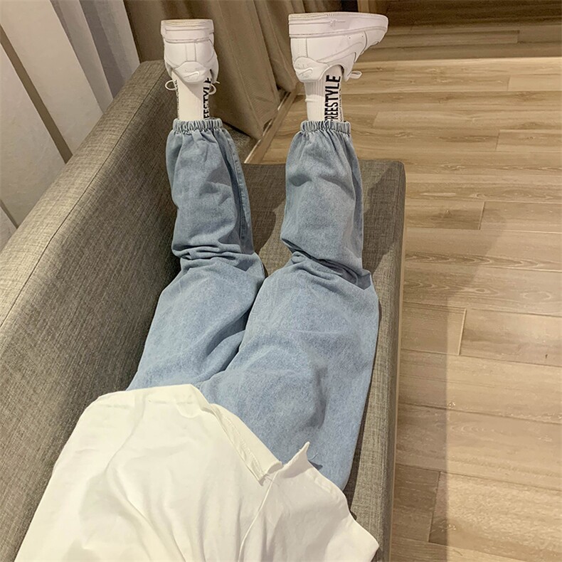 男装宽松束脚松紧腰纯色牛仔裤DM08-P40，男装牛仔裤，电商D321-1