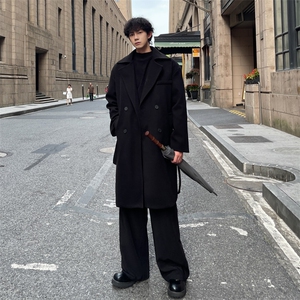 外景秋冬宽松毛呢大衣男潮痞帅英伦风衣外套MN99995/P100加棉P110图片