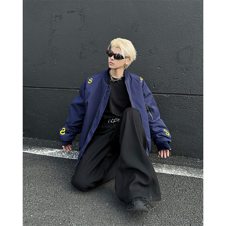 美式字母绣花棒球服棉夹克男女潮宽松情侣飞行棉服MY0891-P80,男装棉衣,星座308B-1