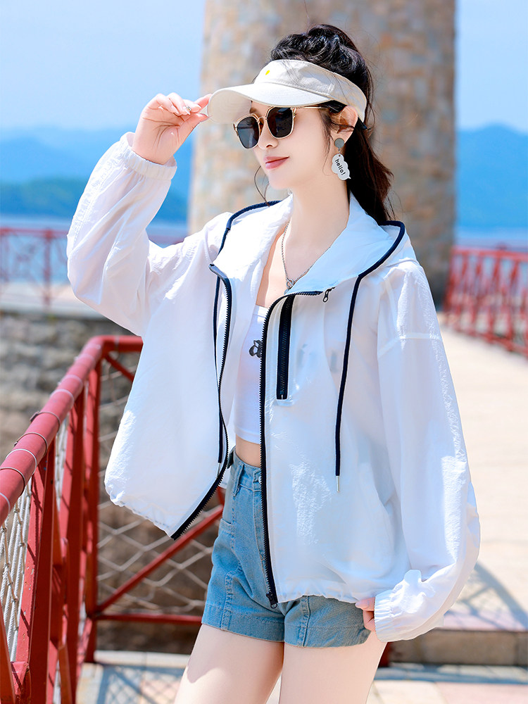 连帽防晒衣女夏2025新款时尚百搭宽松休闲轻薄透气防晒服开衫外套,女装防晒衣,可可小西