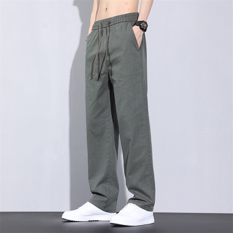 135-P45夏季新款棉阔腿休闲裤宽松长裤男裤子时尚牛仔裤男图片