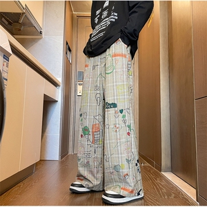 8XL-M 特大码美式高街头涂鸦阔腿裤男百搭oversize山本裤K960P58图片
