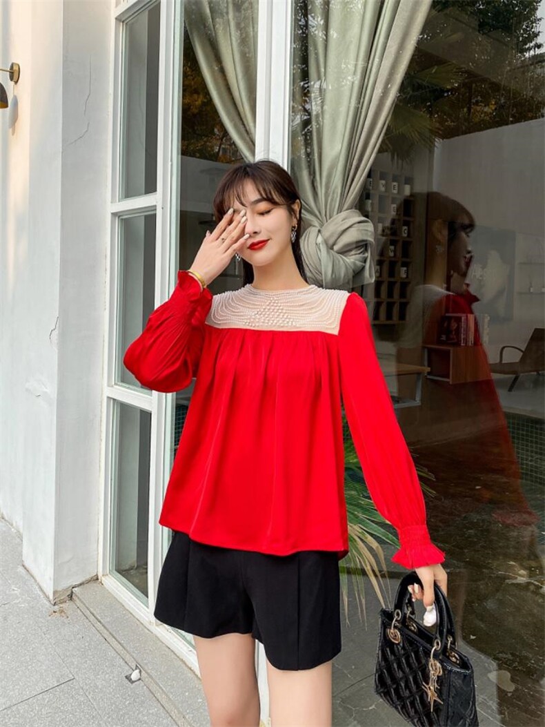 （现货）春款仿醋酸衬衫，女装衬衫，起奢