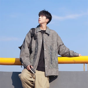 模特-美式复古港风夹克春秋男潮牌上衣 8055-P98图片