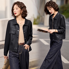 2025年春季现货时尚潮流女装精品皮衣外套，女装皮衣，1C078