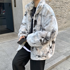 1港风情侣羊羔毛扎染大码M-5XL毛绒s棉服外套男YG7503P128控168，男装棉衣，星座226-2