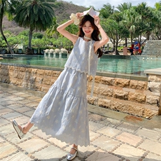 时尚套装长裙东方洛可可甜辣千金风慵懒风欧美风碎花显瘦气质夏季，女装套装/套裙，2C232