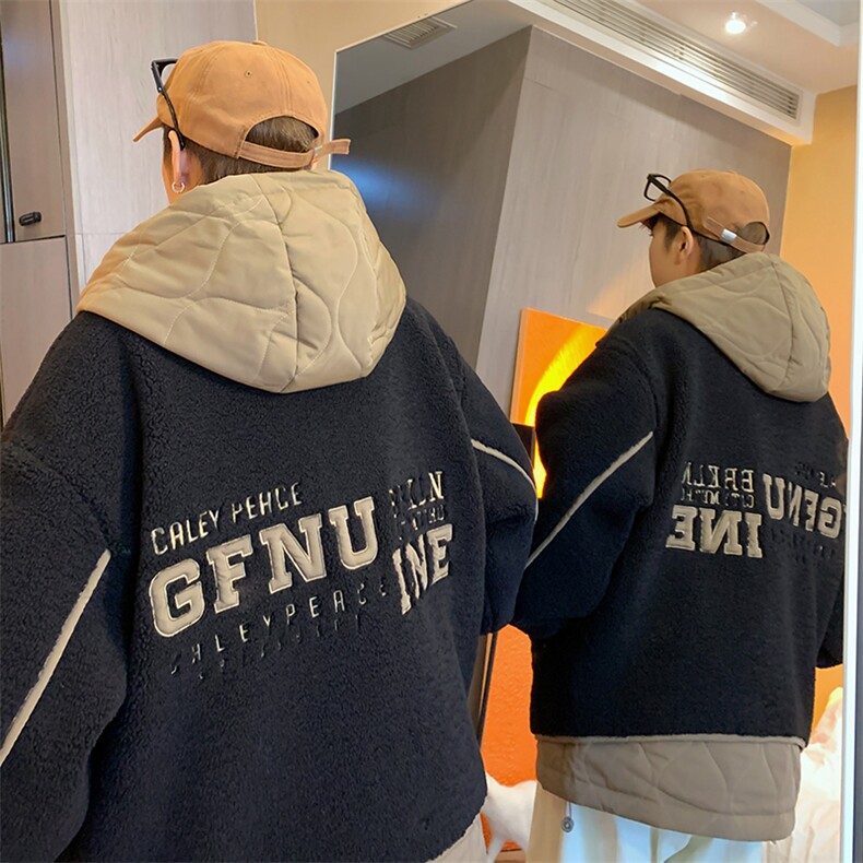 羊羔毛棉衣重磅韩版连帽美式宽松棉服加厚宽松冬装外套-8608-P150,男装棉衣,电商A020