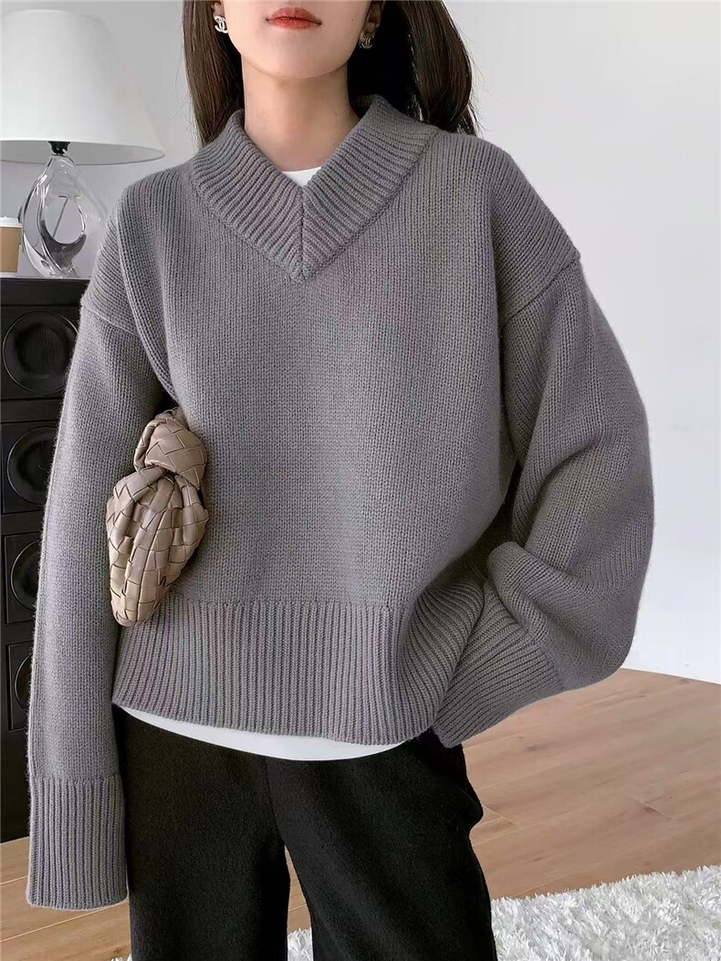 2025年秋季针织通勤套头长袖单件圆领，女装针织衫/毛衣，半城羊绒