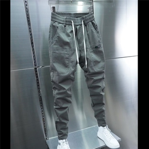 潮牌网红春夏季新款男士休闲裤痞帅哈伦工装裤修身百搭小脚裤子男
