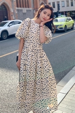 【新款首-发】3-4天出货波点印花韩版连衣裙P115控168，女装连衣裙，浙宝285（原212）