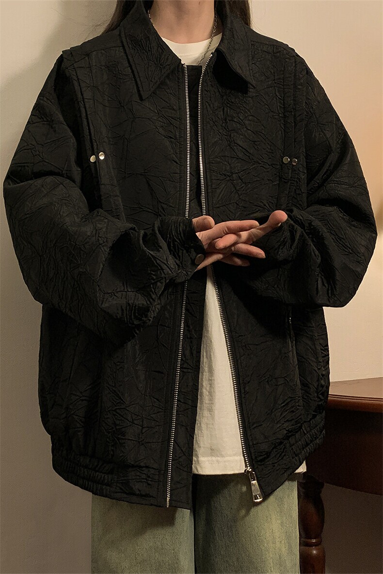 1中性成分聚酯纤维,褶皱撞色面料夹克男外套JK77866P75控118,女装短外套,星座226-2