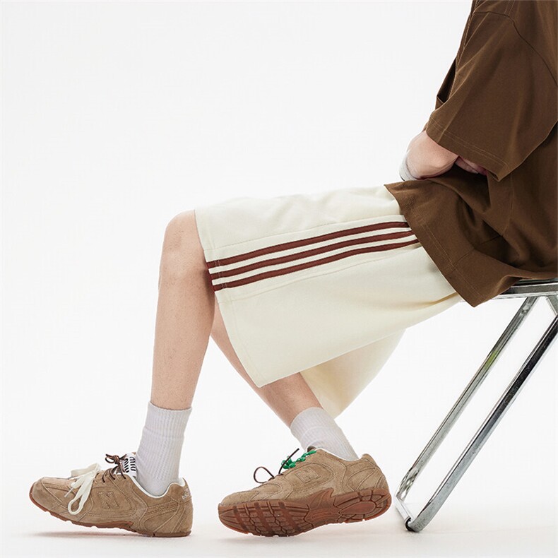 抖音得物高品质二开 重磅华棉 夏季三条杠织带短裤休闲运动五分裤图片