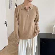 半拉链毛衣慵懒高级感男秋冬季韩系风格穿搭休闲polo领针织衫MB47，男装针织衫/毛衣，星座1116A-2（原606A-1）