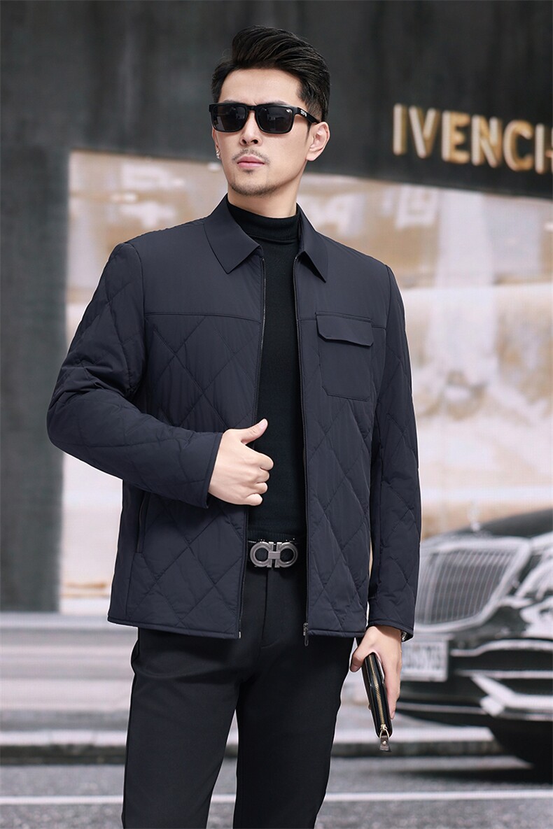 秋冬季男士羊毛填充棉服保暖商务品质外套短款棉袄休闲简约秋装,男装棉衣,钱塘6003（原4033）