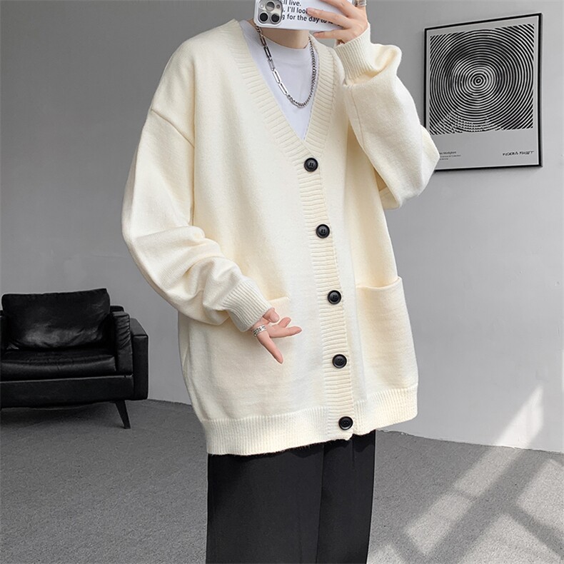 8XL-M大码V领开衫毛衣外套男日系复古宽松慵懒风针织衫KS002p55,男装针织衫/毛衣,电商B312