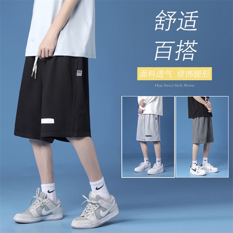 FK03-P25 夏季针织运动裤男休闲裤短裤五分裤潮牌贴标装饰图片