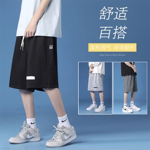 FK03-P25 夏季针织运动裤男休闲裤短裤五分裤潮牌贴标装饰图片