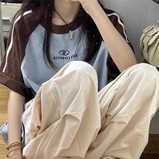 杠条拼接纯棉短袖ZX0185-P33，男装T恤，星座313A(原308A-2)