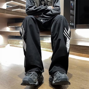 休闲裤男韩版潮流拼色束脚裤个性2024秋季新款ins长裤K4456-P35图片